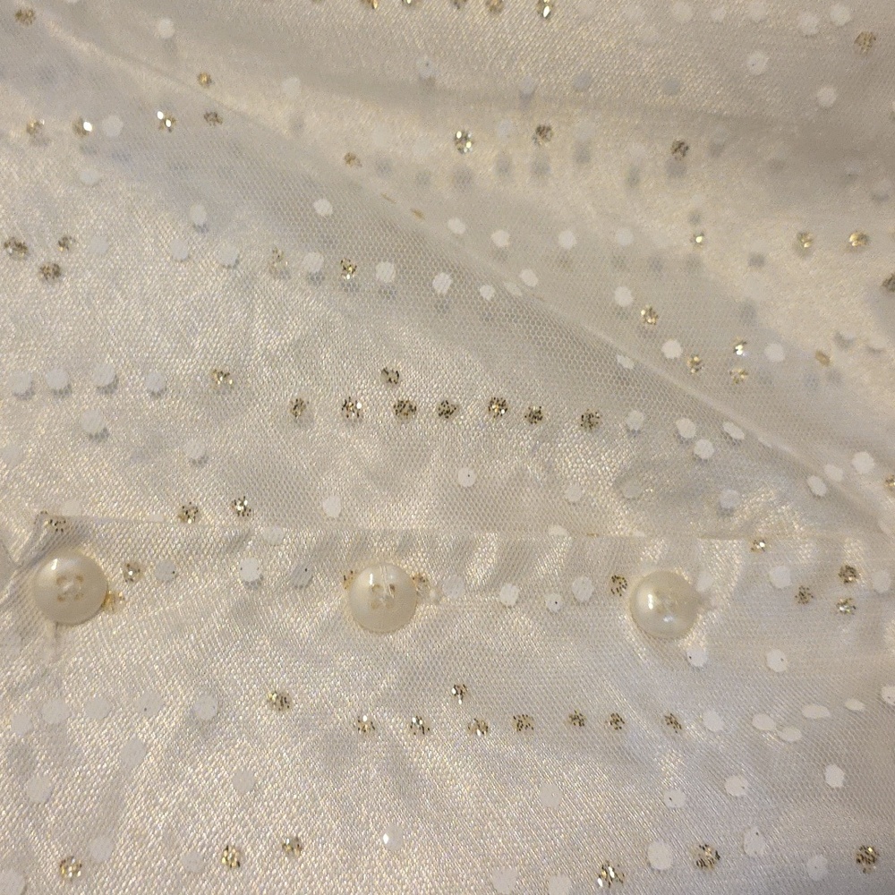Jona Michelle Girls Cream/Gold Sequin Dress Christmas Ties Button Back Sz 12 EUC - Picture 7 of 11
